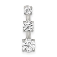Sterling Silver Rhodium-plated 3-stone Graduated CZ -Fits Up to 3mm Cubetto- Pendant view 1