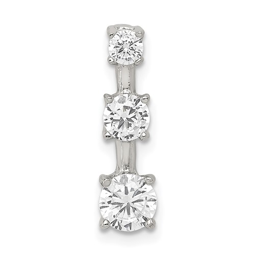 Sterling Silver Rhodium-plated 3-stone Graduated CZ -Fits Up to 3mm Cubetto- Pendant