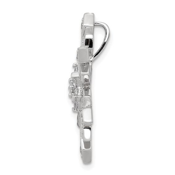 Sterling Silver Rhodium-plated CZ Slide Pendant