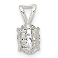 Sterling Silver 8x 6mm Oval CZ Pendant view 4