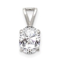 Sterling Silver 8x 6mm Oval CZ Pendant view 1