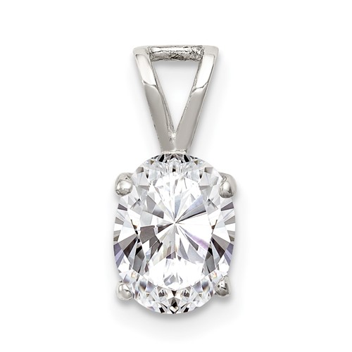 Sterling Silver 8x 6mm Oval CZ Pendant