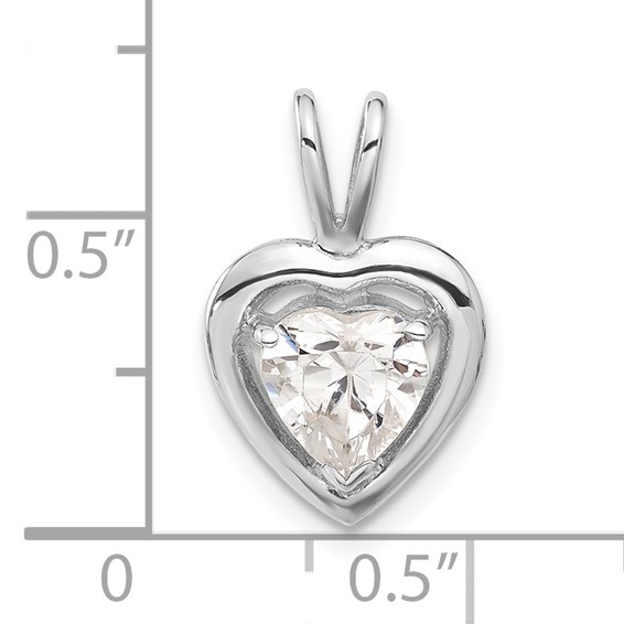 Sterling Silver CZ Heart Pendant