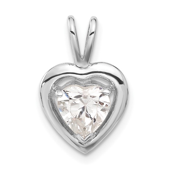 Sterling Silver CZ Heart Pendant
