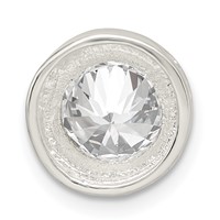 Sterling Silver 8mm Round Bezel CZ Chain Slide view 4
