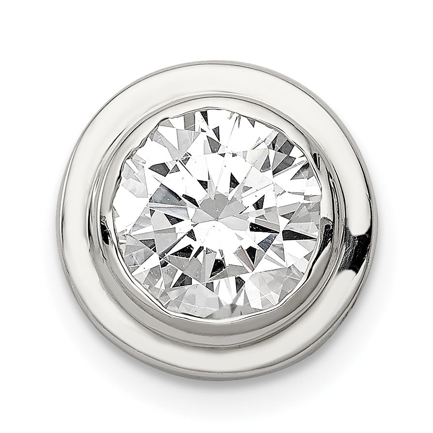 Sterling Silver 8mm CZ Round Slide (QP819)