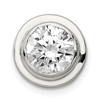 Sterling Silver 8mm Round Bezel CZ Chain Slide view 1