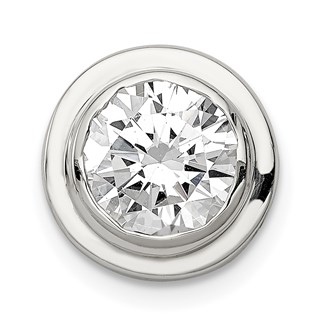 Sterling Silver 8mm CZ Round Slide