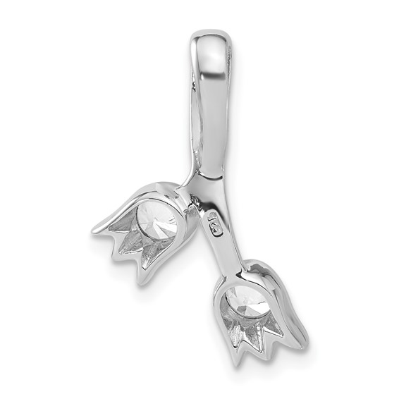 Sterling Silver CZ Double Tulip Slide Pendant