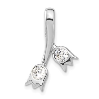 Sterling Silver CZ Double Tulip Slide Pendant