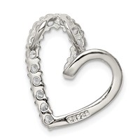 Sterling Silver Rhodium-plated CZ Heart Chain Slide view 4