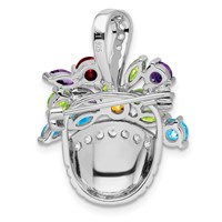 Sterling Silver RH Plated Multi-color CZ Basket Pendant and Pin view 3