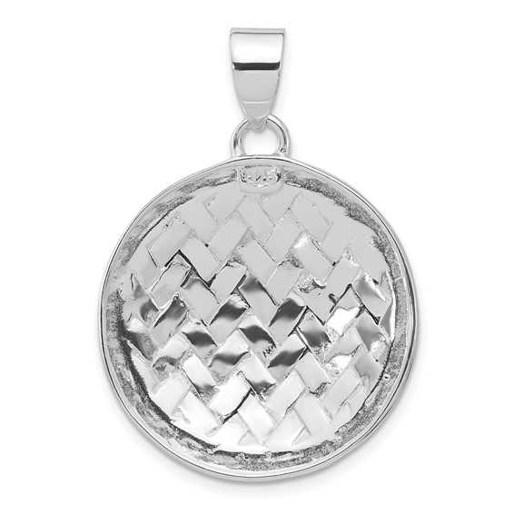 Sterling Silver Polished Antiqued & Woven Circle Pendant