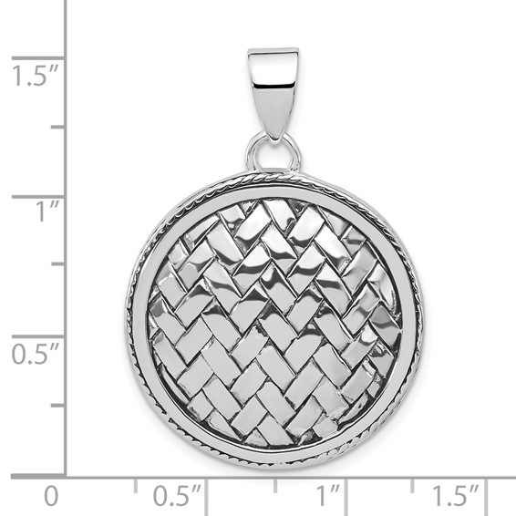 Sterling Silver Polished Antiqued & Woven Circle Pendant