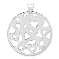 Sterling Silver Polished Cut-Out Hearts Circle Pendant view 4