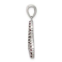 Sterling Silver Rhodium Plated Red CZ Heart Pendant view 2