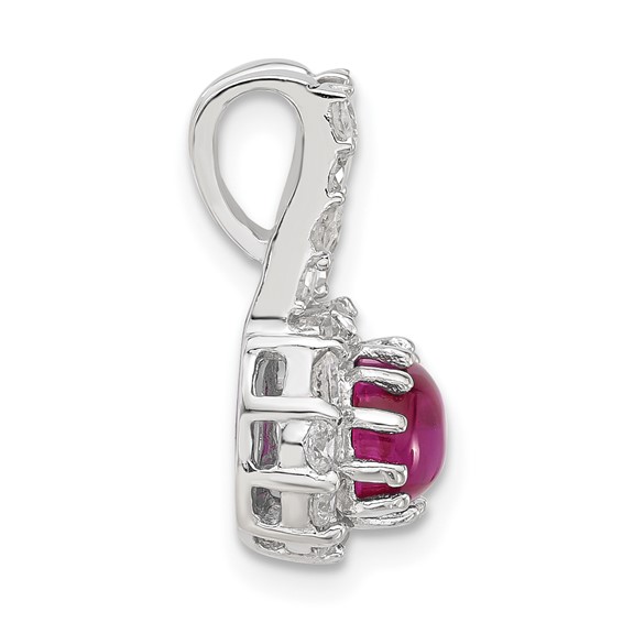 Sterling Silver Pink & Clear CZ Pendant Slide