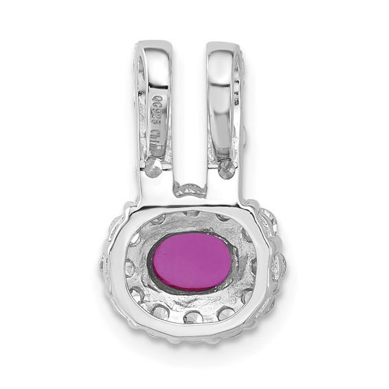 Sterling Silver Pink & Clear CZ Pendant Slide