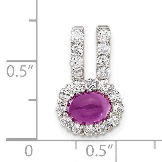 Sterling Silver Pink & Clear CZ Pendant Slide