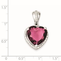 Sterling Silver Heart Red CZ Pendant view 2