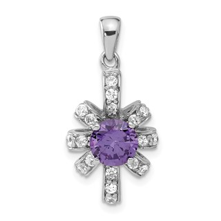 Sterling Silver Purple & Clear CZ Pendant
