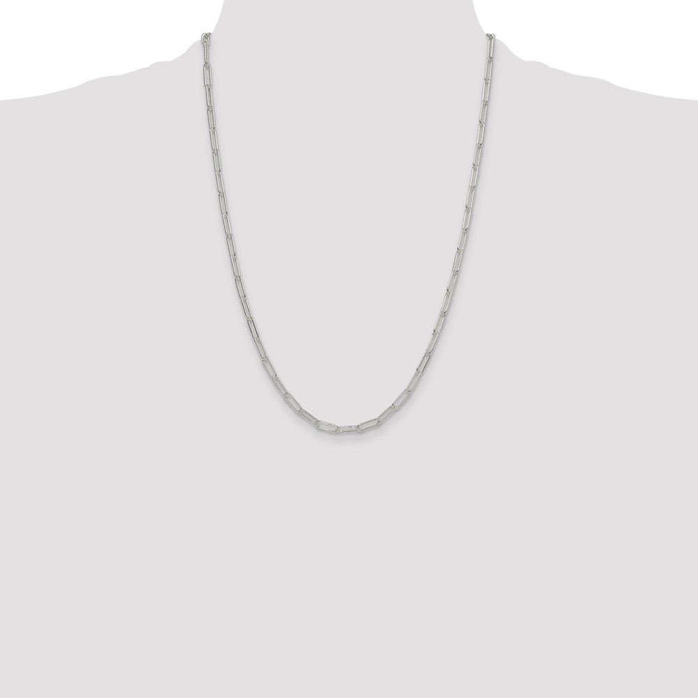Sterling Silver Polished 3.5mm Paperclip Chain (QPCL100-24)