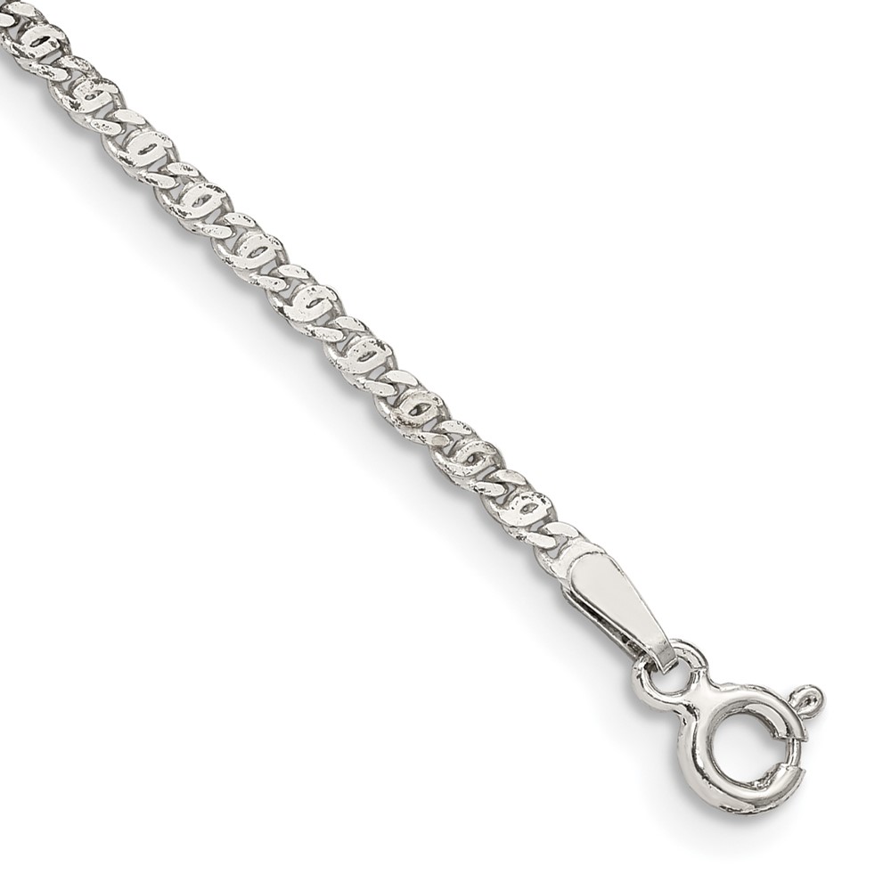 Sterling Silver 2mm Fancy Anchor Pendant Chain Anklet (QPE17-10)