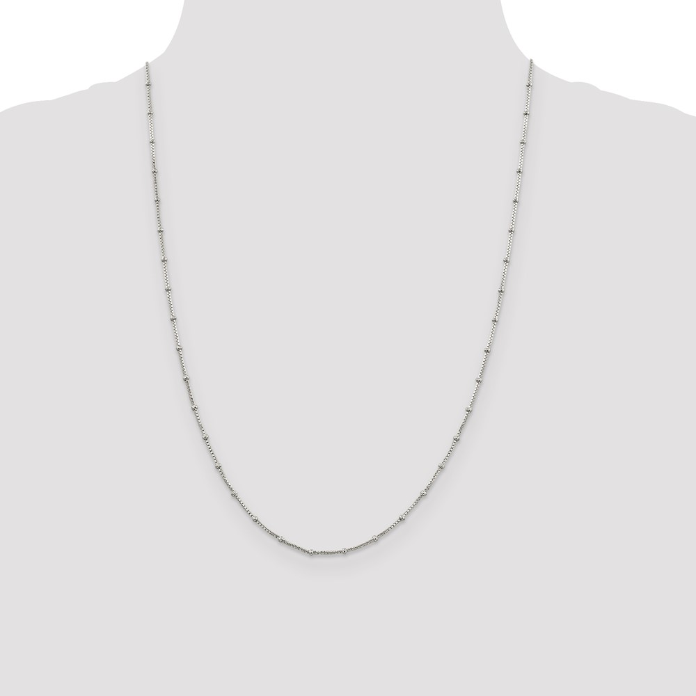 Sterling Silver 1.25mm Fancy Beaded Box Chain (QPE22-24)