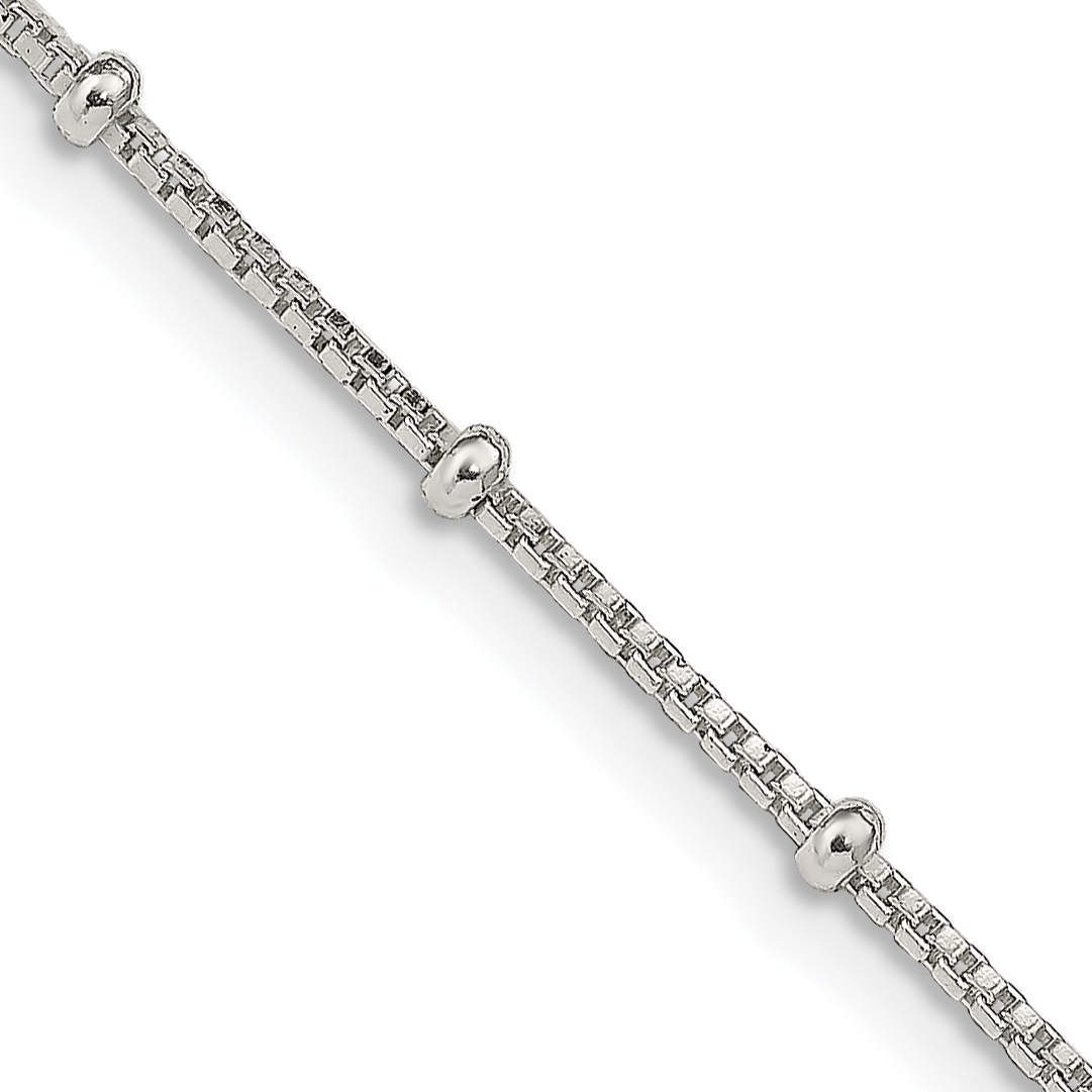 Sterling Silver 1.25mm Fancy Beaded Box Chain (QPE22-16)
