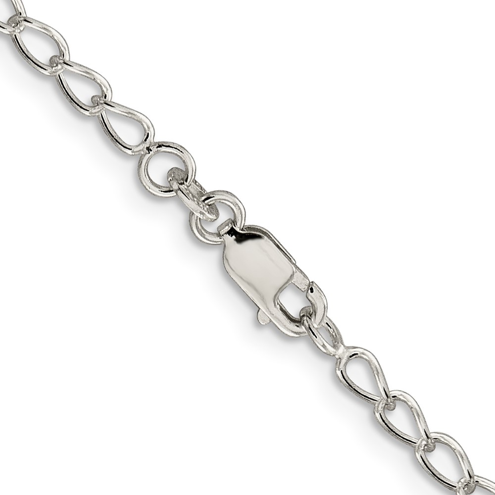 Sterling Silver 3mm Half Round Wire Open Curb Chain (QPE32-18)