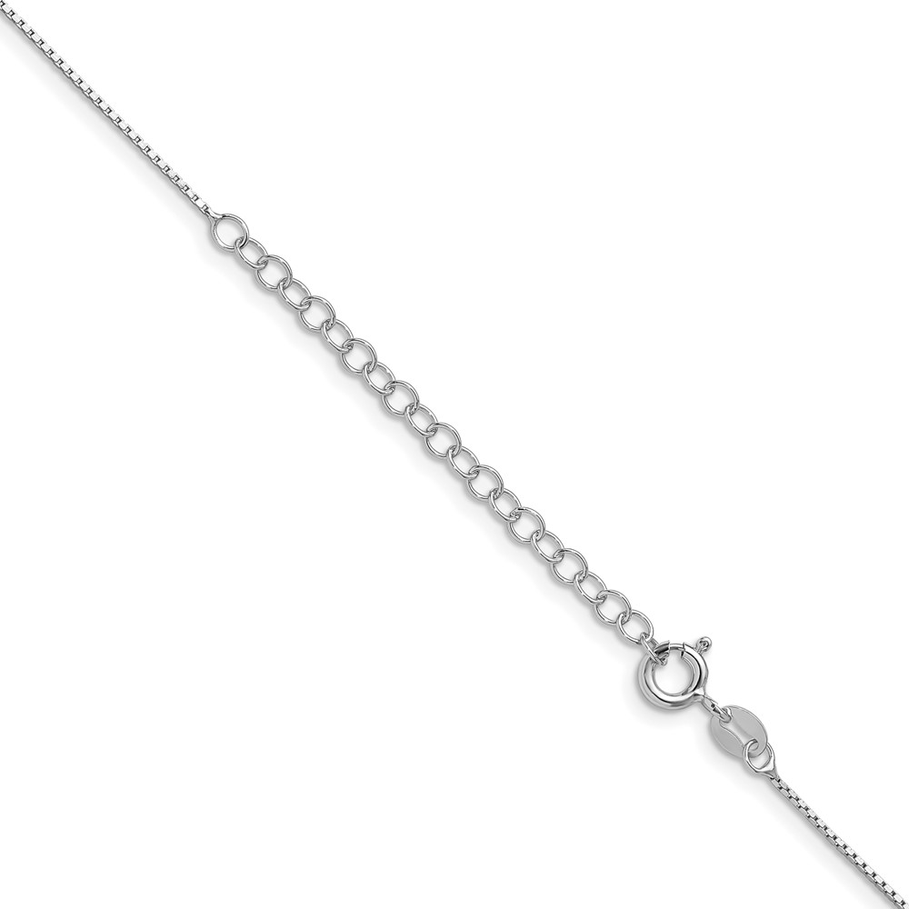 Sterling Silver Rhodium-plated .6mm Mirror Box Chain w/2in ext. (QPE33RH-18)