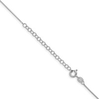 Sterling Silver Rhodium-plated .6mm Mirror Box Chain with Ext. - 2in view 3