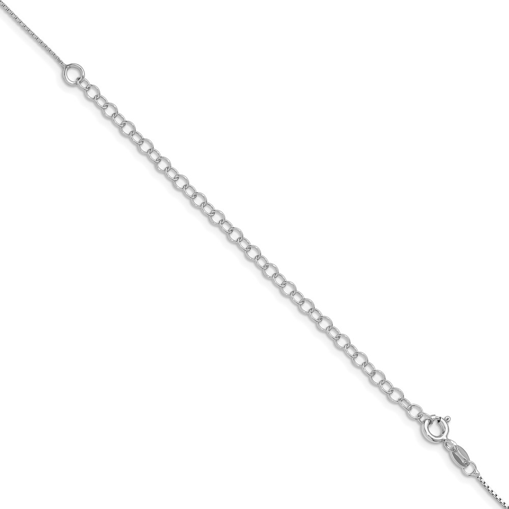 Sterling Silver Rhodium-plated .6mm Mirror Box Chain w/4in ext. (QPE33RH-22)