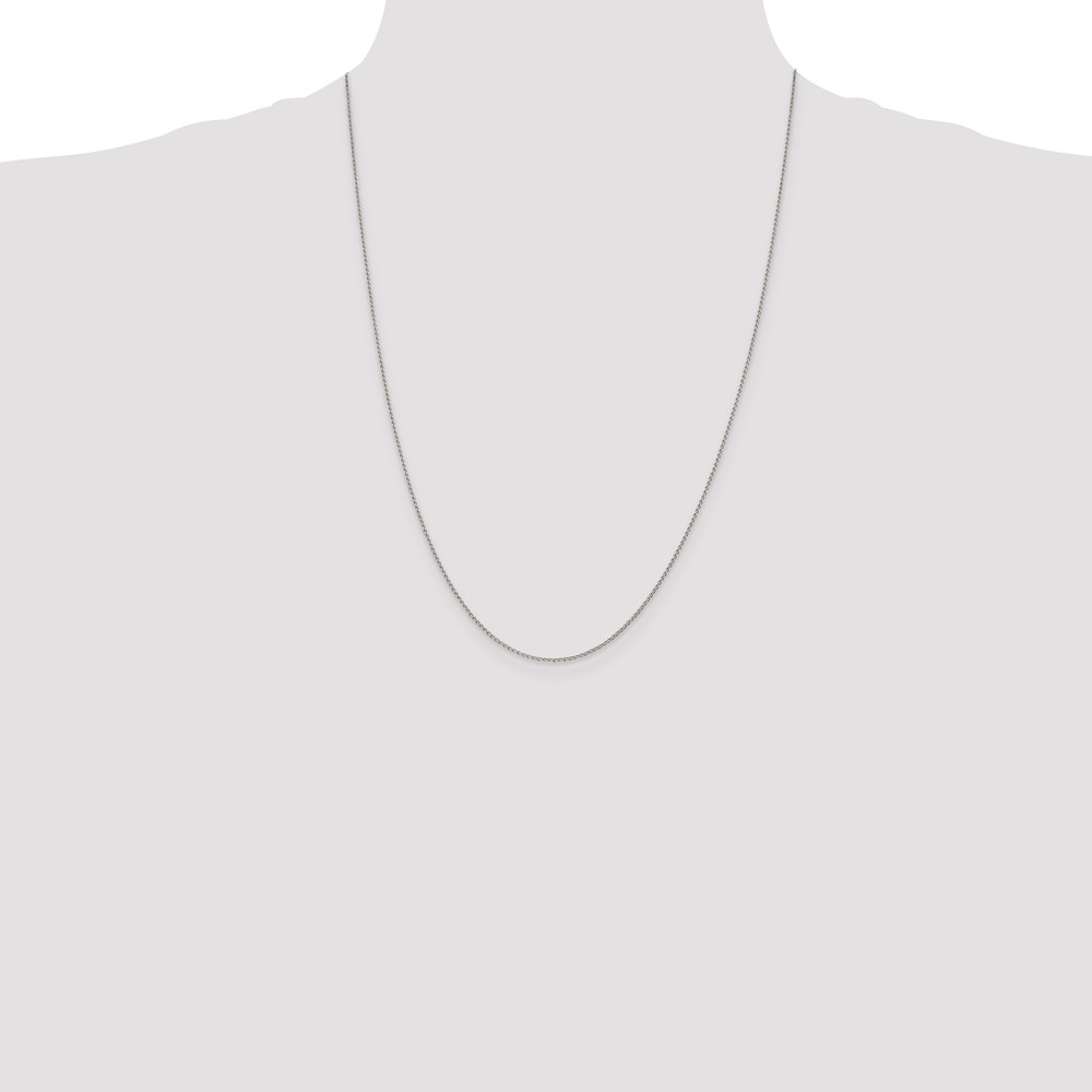 Sterling Silver 1mm Open Elongated Link Curb Chain (QPE42-24)