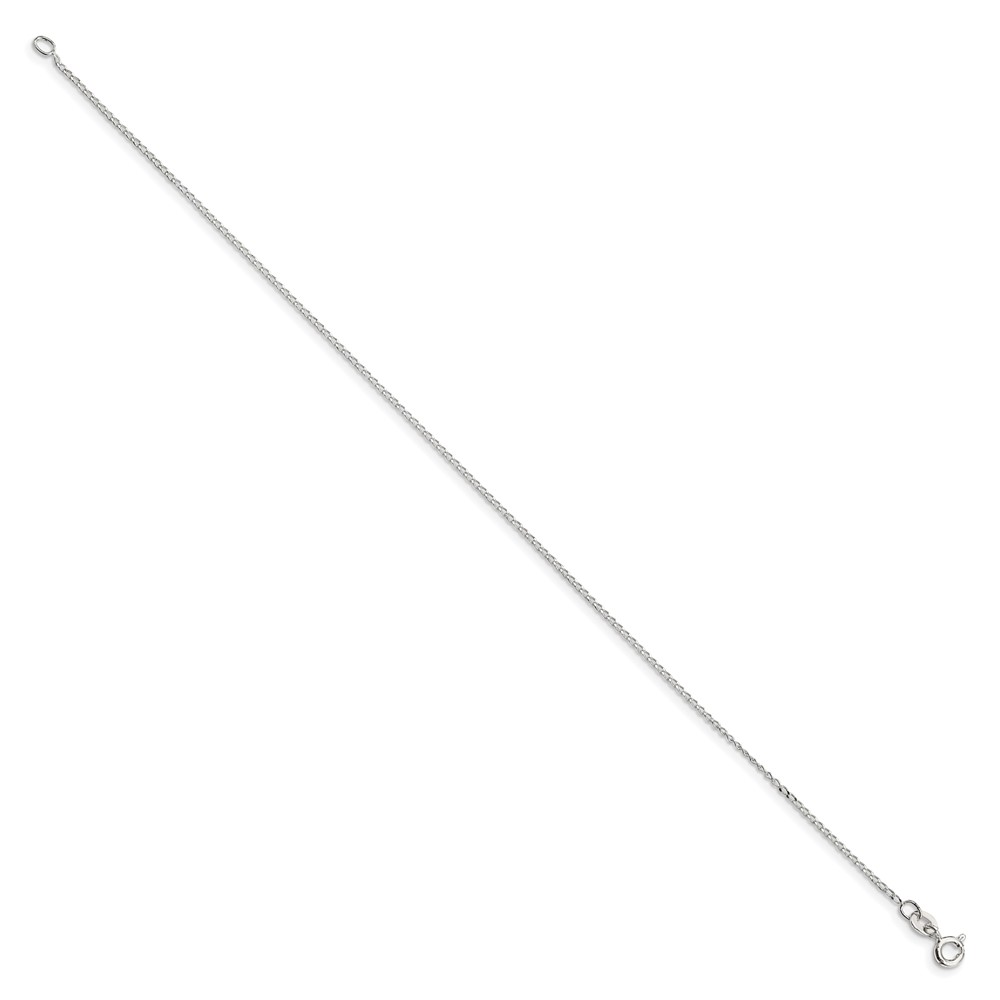 Sterling Silver 1mm Open Elongated Link Curb Chain Anklet (QPE42-10)