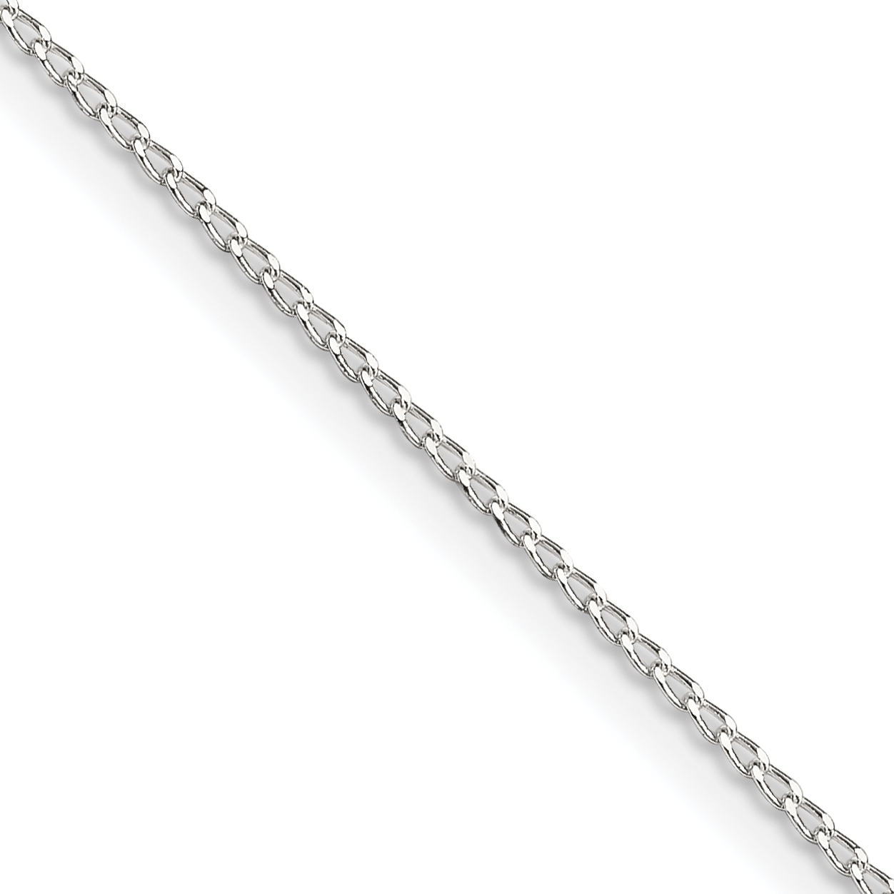 Sterling Silver 1mm Open Elongated Link Curb Chain (QPE42-24)