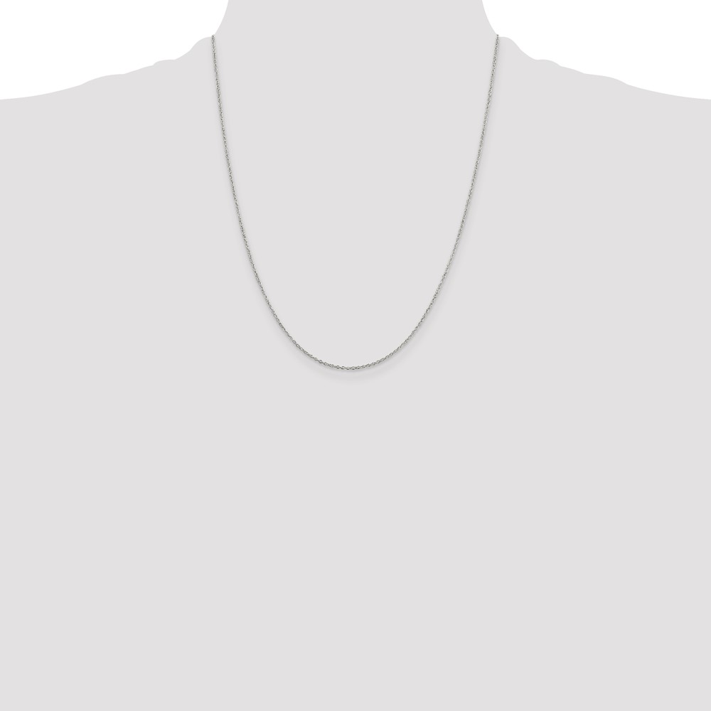 Sterling Silver Rhodium-plated 1.1mm Forzantine Cable Chain w/4in ext. (QPE45RH-22)