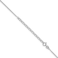 Sterling Silver Rhodium-plated 1.1mm Forzantine Cable Chain with Ext., 2" view 3