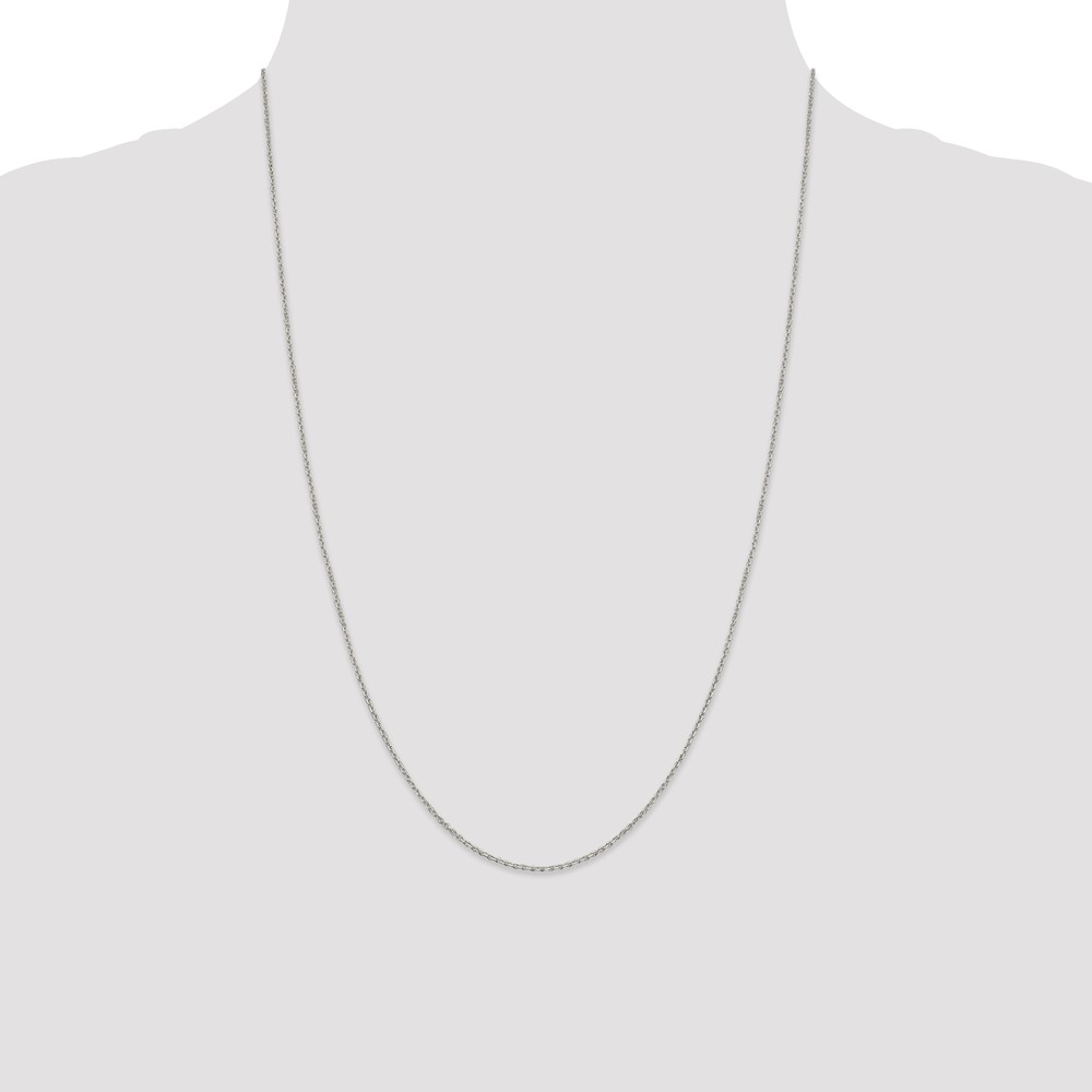 Sterling Silver Rhodium-plated 1.25mm Diamond-cut Forzantine Cable Chain (QPE47R-24)