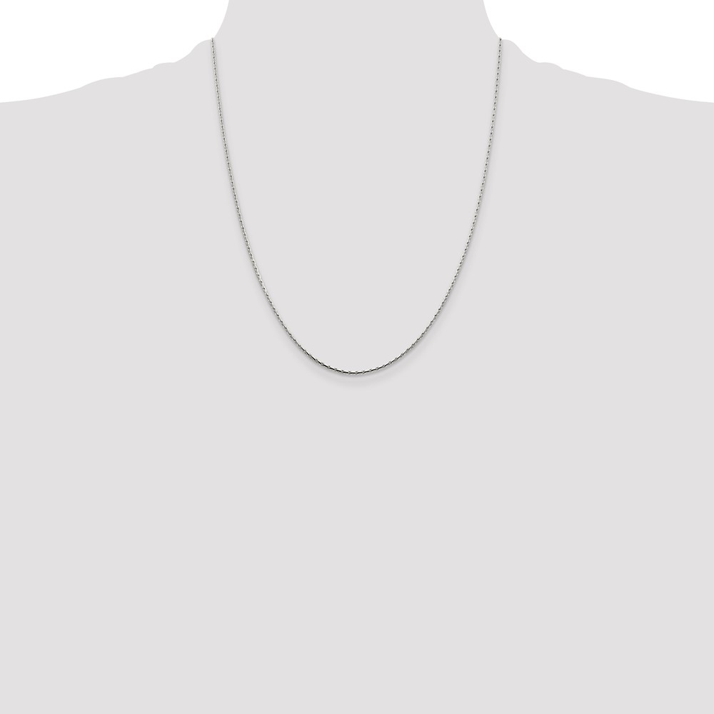 Sterling Silver 1mm Oval Box Chain (QPE50-22)