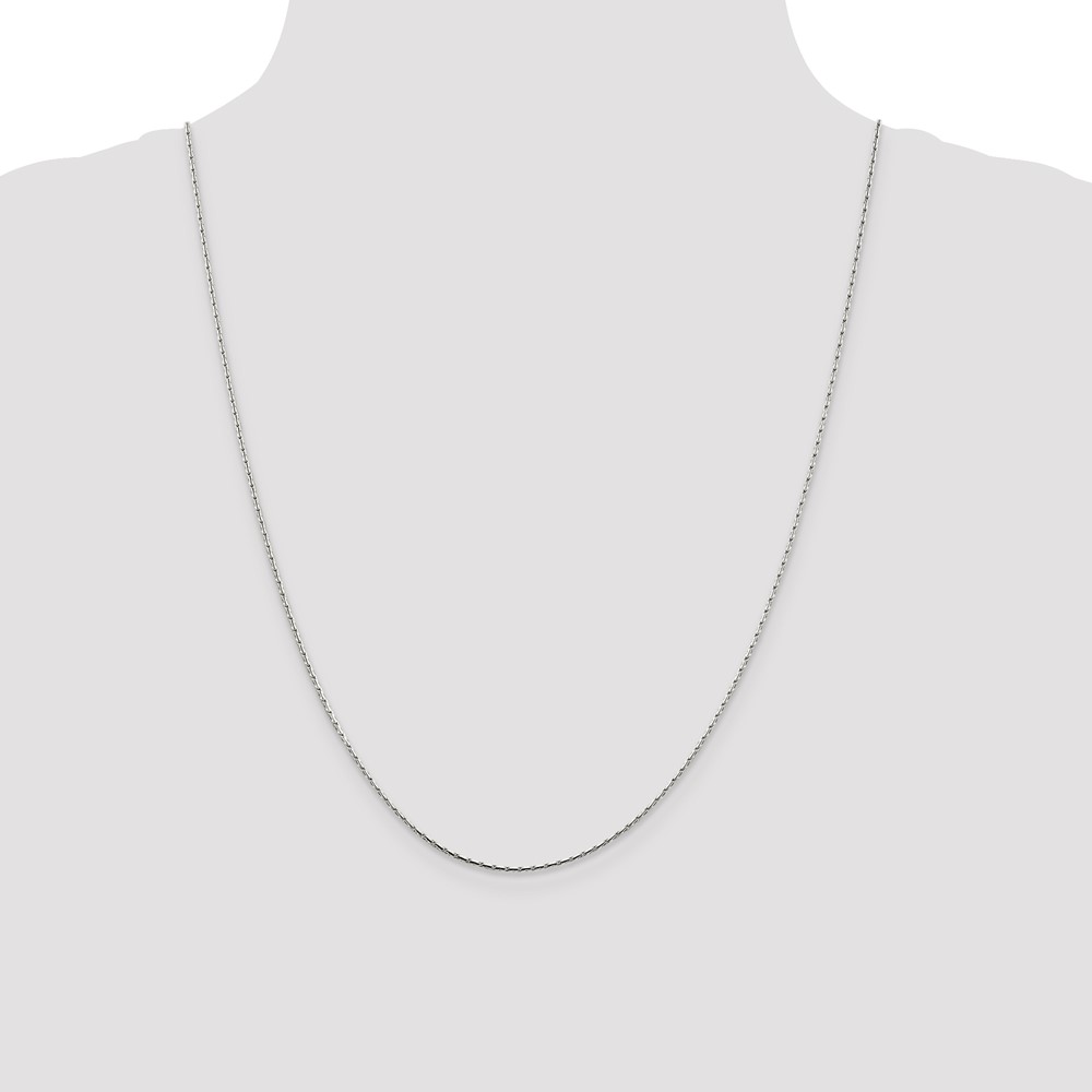 Sterling Silver 1mm Oval Box Chain (QPE50-24)