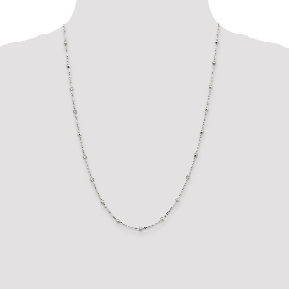 Sterling Silver 1.3mm Fancy Beaded Chain (QPE53-24)