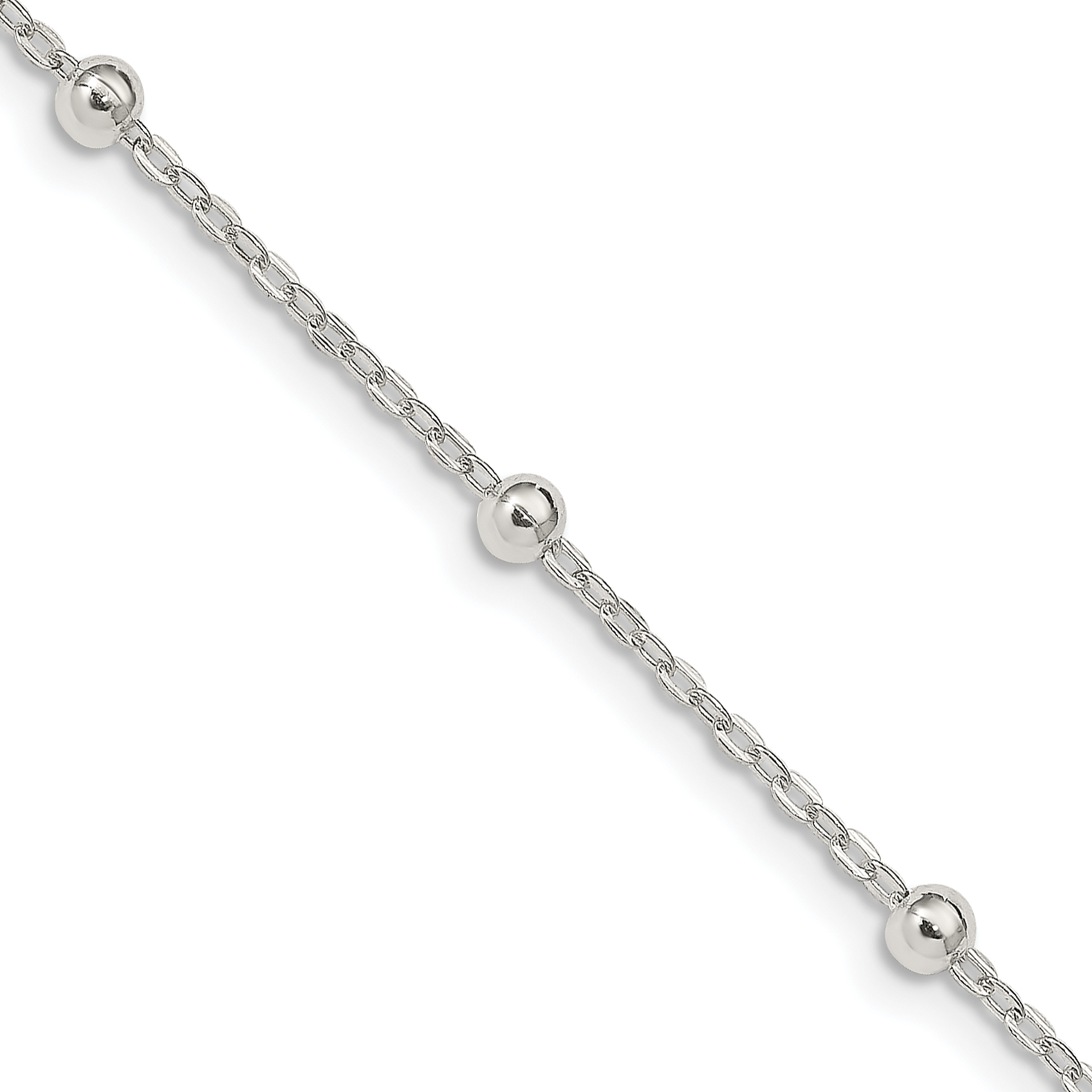 Sterling Silver 1.3mm Fancy Beaded Chain (QPE53-24)