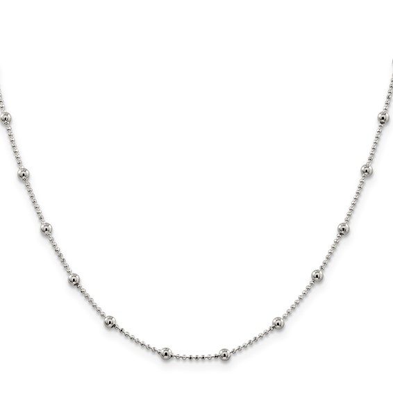 Sterling Silver Diamond-Cut Fancy Beaded Chain