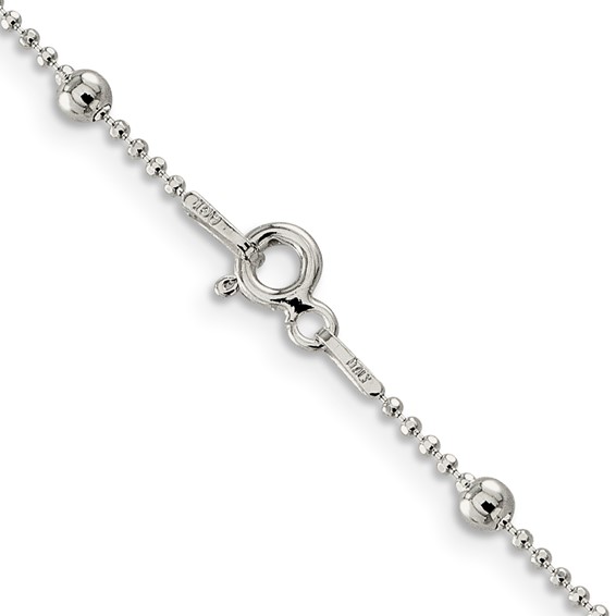 Sterling Silver Diamond-Cut Fancy Beaded Chain