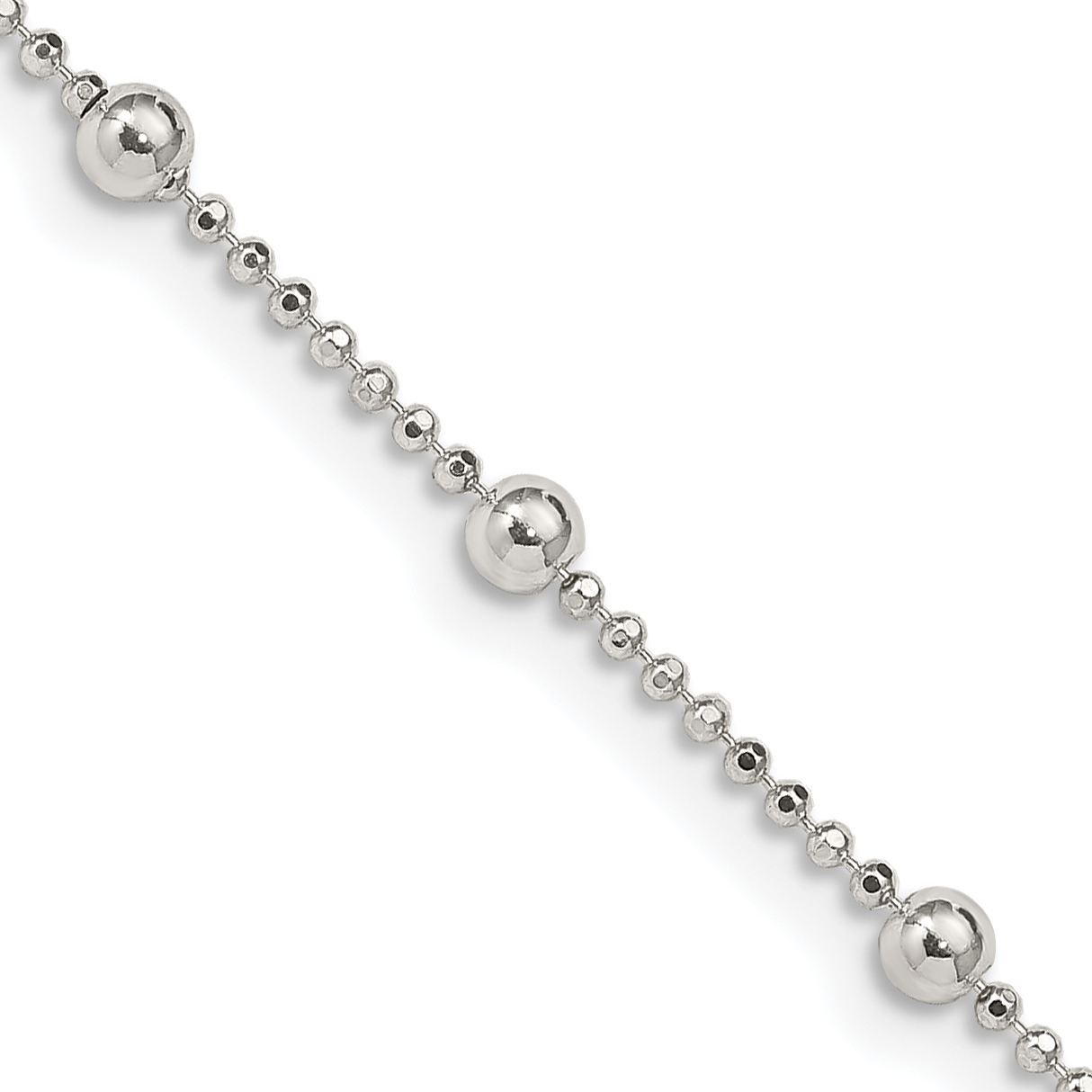 Sterling Silver 1.15mm Diamond-cut Fancy Beaded Chain (QPE54-16)