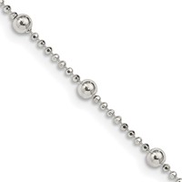 Sterling Silver 1.15mm Diamond-cut Fancy Beaded Chain view 1