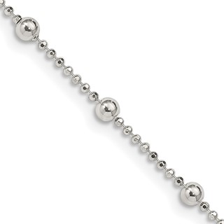 Sterling Silver Diamond-Cut Fancy Beaded Chain