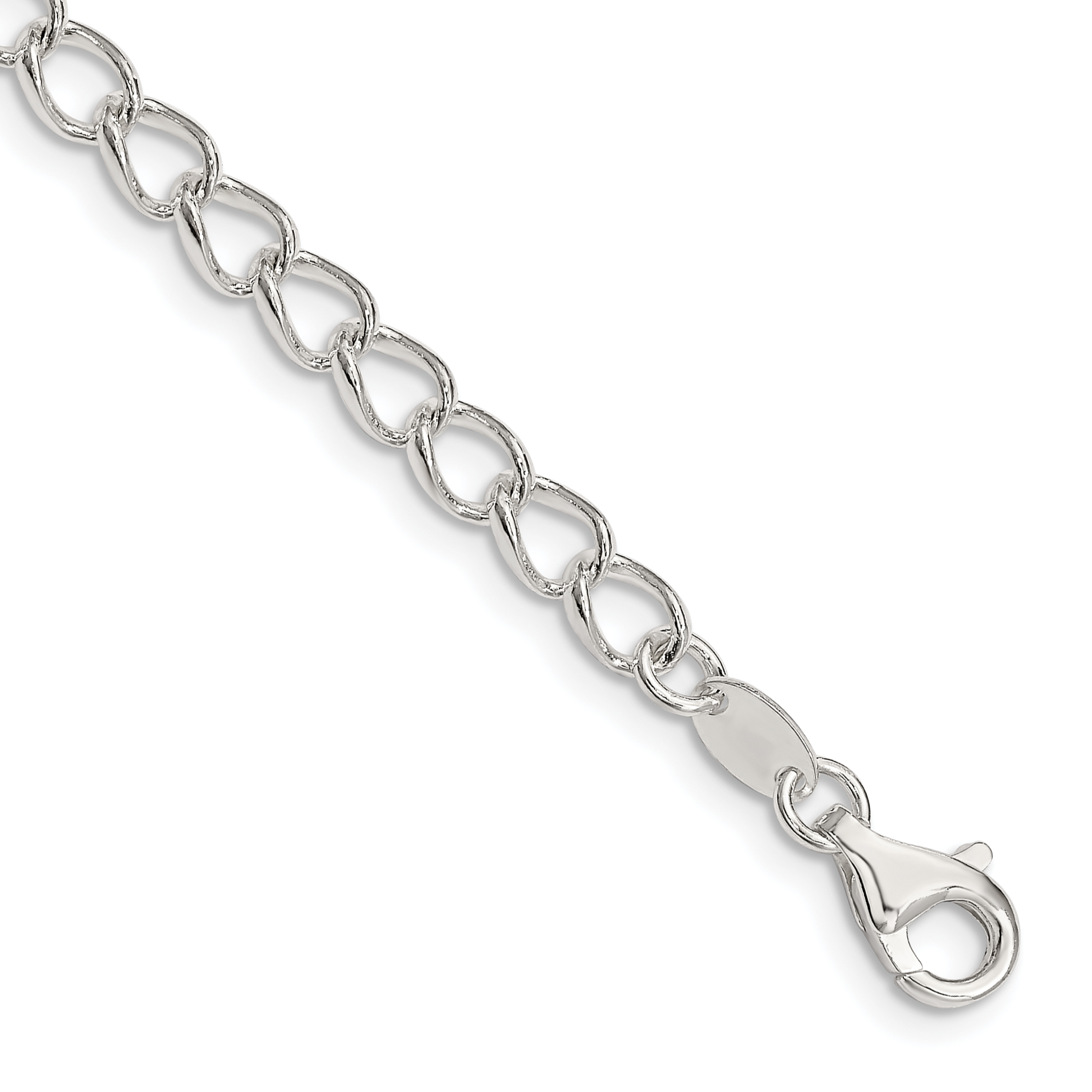 Sterling Silver 4.5mm Half round Wire Open Curb Chain (QPE58-7)