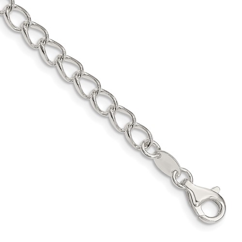 Sterling Silver 4.5mm Half Round Wire Open Curb Chain